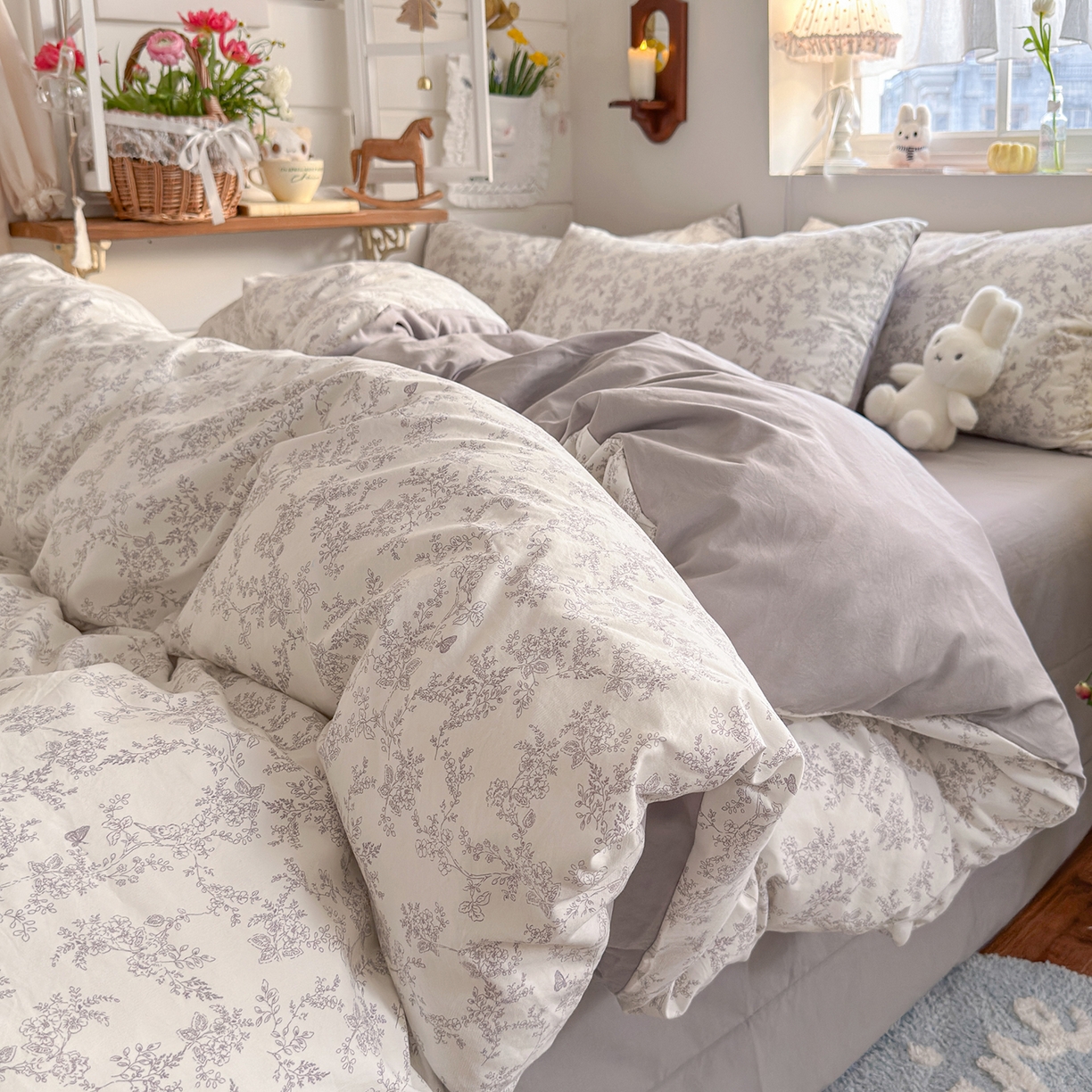 91家纺网 家纺一手货源 找家纺 金梦拉家纺 2026新款春夏古法水洗仿棉砂洗云小棉小布袋四件套 山野