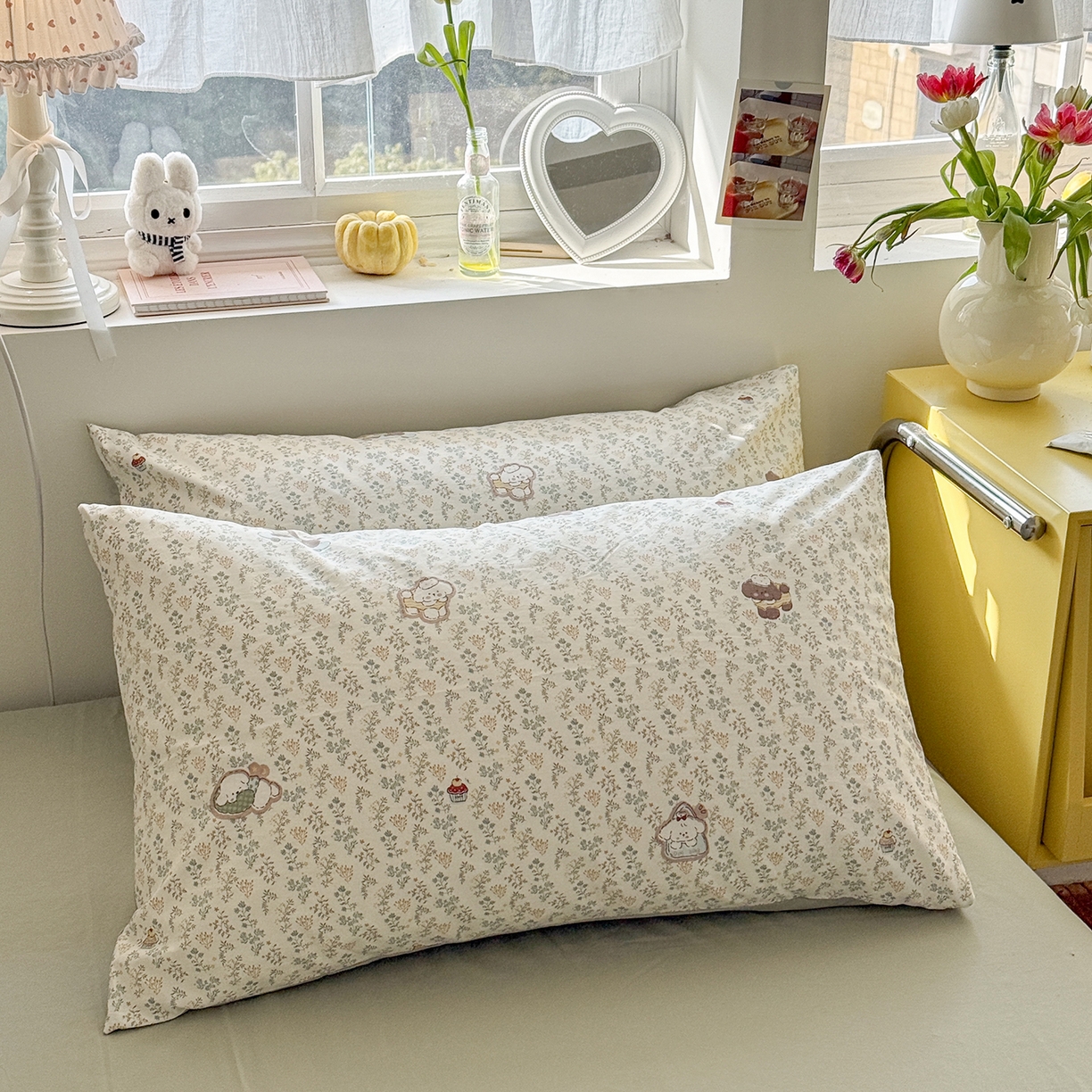 91家纺网 家纺一手货源 找家纺 金梦拉家纺 2026新款春夏古法水洗仿棉砂洗云小棉小布袋四件套 可爱小狗