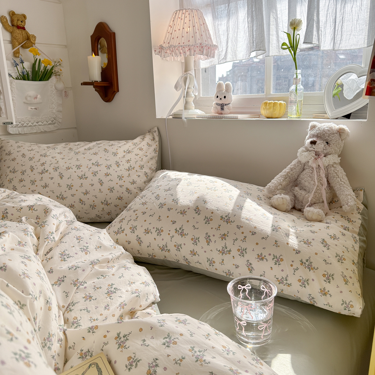 91家纺网 家纺一手货源 找家纺 金梦拉家纺 2026新款春夏古法水洗仿棉砂洗云小棉小布袋四件套 禾棠印月