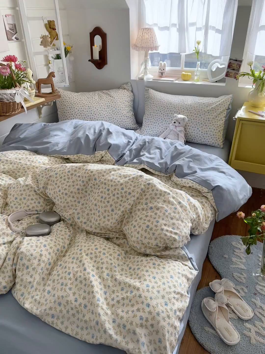 91家纺网 家纺一手货源 找家纺 金梦拉家纺 2026新款春夏古法水洗仿棉砂洗云小棉小布袋四件套 兰花梦