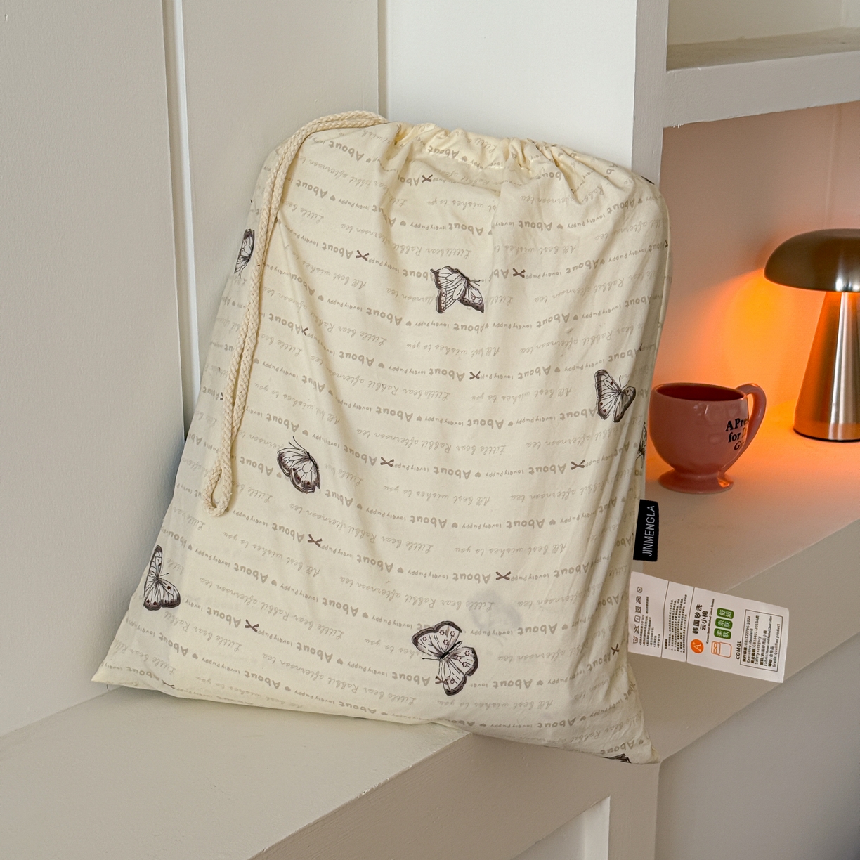 金梦拉家纺 2026新款春夏古法水洗仿棉砂洗云小棉小布袋四件套 蝶舞飞