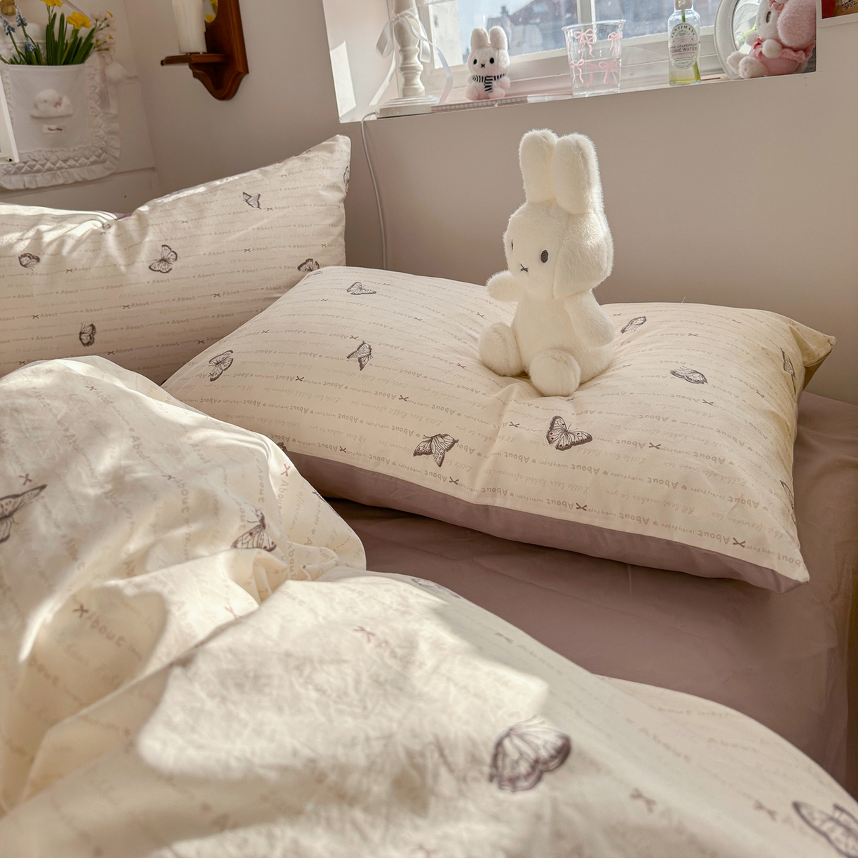 91家纺网 家纺一手货源 找家纺 金梦拉家纺 2026新款春夏古法水洗仿棉砂洗云小棉小布袋四件套 蝶舞飞