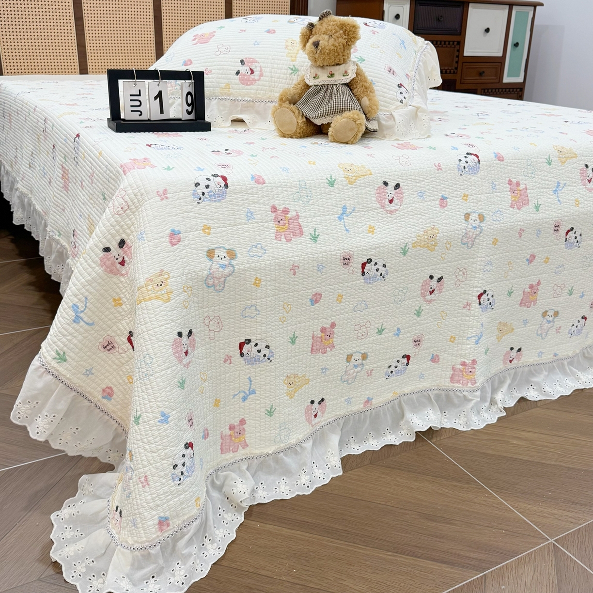 91家纺网 家纺一手货源 找家纺 （总）床盖工厂店 2025新款法式双面全面填充棉花床盖三件套