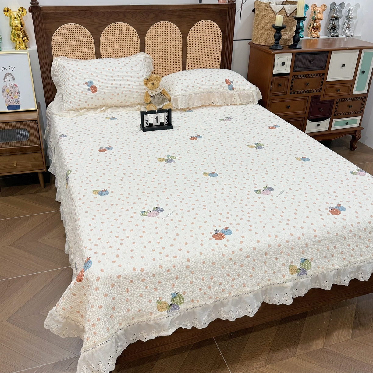 91家纺网 家纺一手货源 找家纺 床盖工厂店 2025新款法式双面全面填充棉花床盖三件套 甜糯软糖