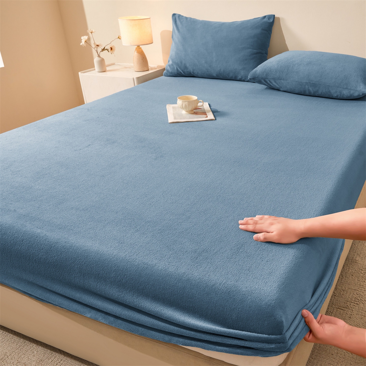 卡诗兰家纺 2026新款单层牛奶绒床笠 鸢尾蓝