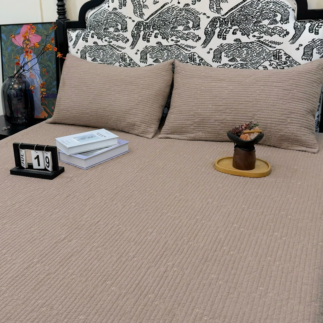 91家纺网 家纺一手货源 找家纺 （总）床盖工厂店 2025新款韩式四叶草双面全棉填充棉花床盖套件