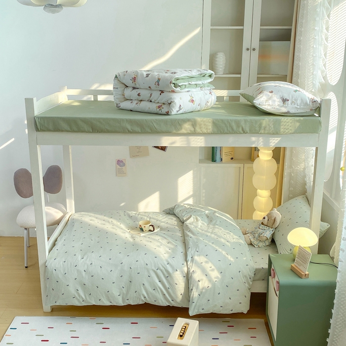 91家纺网 家纺一手货源 找家纺 宅部落 2026新款全棉三件套纯棉学生宿舍上下铺六件套 蝶语-绿