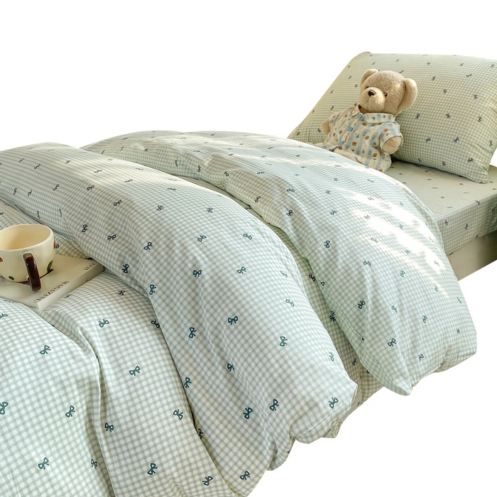 91家纺网 家纺一手货源 找家纺 宅部落 2026新款全棉三件套纯棉学生宿舍上下铺六件套 蝶语-绿