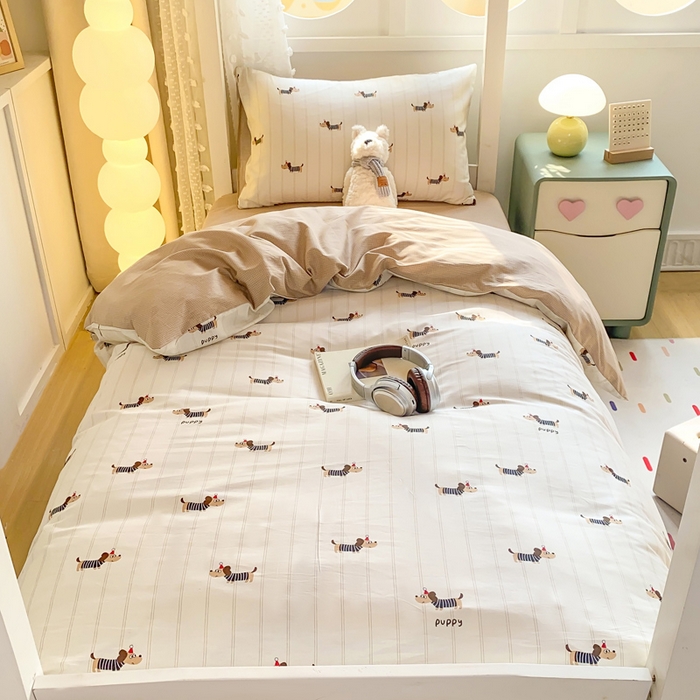 91家纺网 家纺一手货源 找家纺 宅部落 2026新款全棉三件套纯棉学生宿舍上下铺六件套 腊肠狗