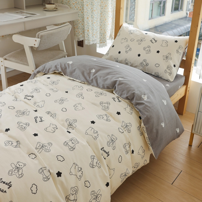 91家纺网 家纺一手货源 找家纺 宅部落 2026新款全棉三件套纯棉学生宿舍上下铺六件套 可比熊