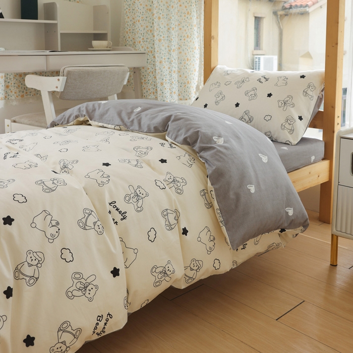 91家纺网 家纺一手货源 找家纺 宅部落 2026新款全棉三件套纯棉学生宿舍上下铺六件套 可比熊