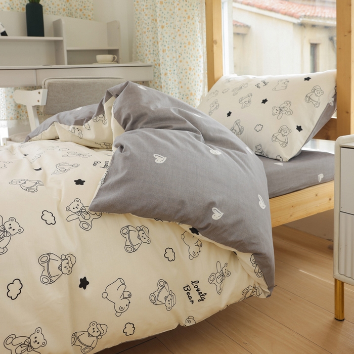 91家纺网 家纺一手货源 找家纺 宅部落 2026新款全棉三件套纯棉学生宿舍上下铺六件套 可比熊