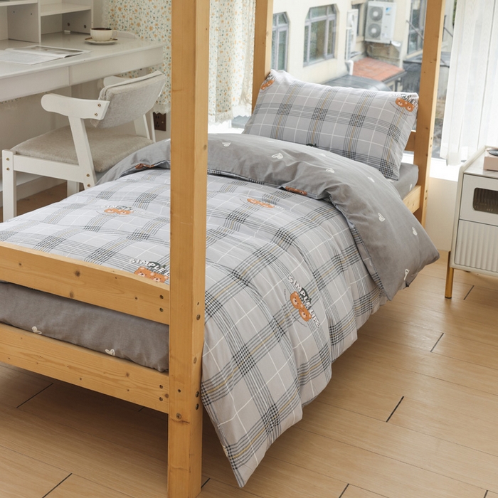 91家纺网 家纺一手货源 找家纺 宅部落 2026新款全棉三件套纯棉学生宿舍上下铺六件套 卡宾熊