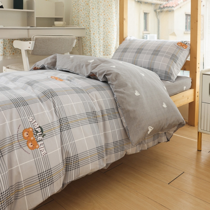 91家纺网 家纺一手货源 找家纺 宅部落 2026新款全棉三件套纯棉学生宿舍上下铺六件套 卡宾熊