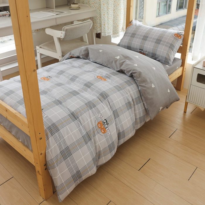 91家纺网 家纺一手货源 找家纺 宅部落 2026新款全棉三件套纯棉学生宿舍上下铺六件套 卡宾熊