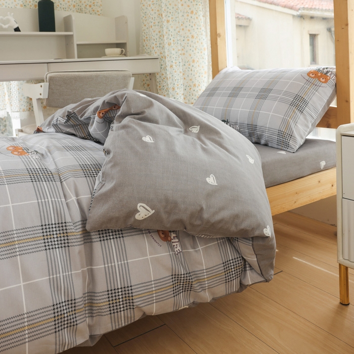 91家纺网 家纺一手货源 找家纺 宅部落 2026新款全棉三件套纯棉学生宿舍上下铺六件套 卡宾熊