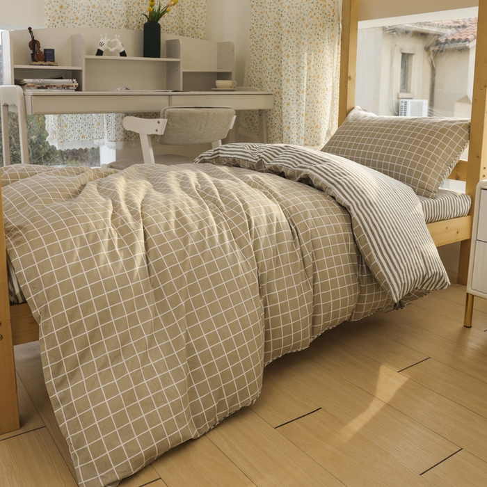 91家纺网 家纺一手货源 找家纺 宅部落 2026新款全棉三件套纯棉学生宿舍上下铺六件套 温情北欧