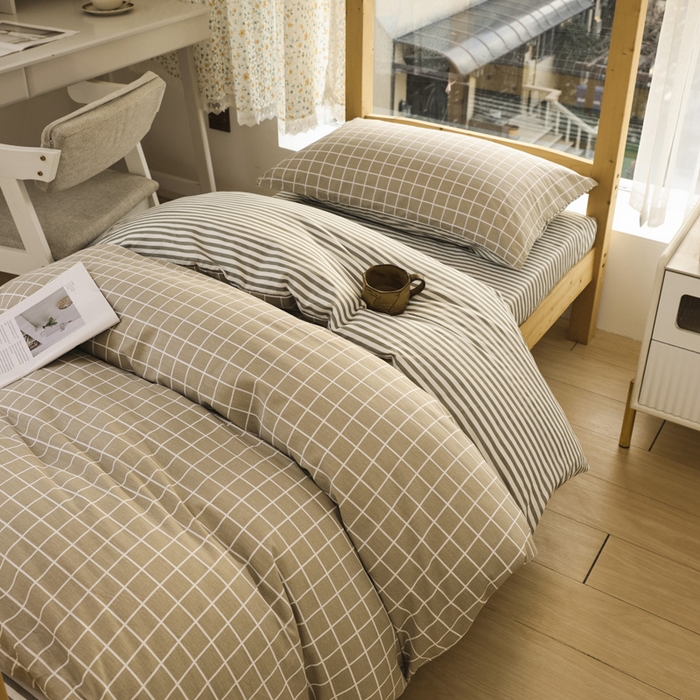 91家纺网 家纺一手货源 找家纺 宅部落 2026新款全棉三件套纯棉学生宿舍上下铺六件套 温情北欧