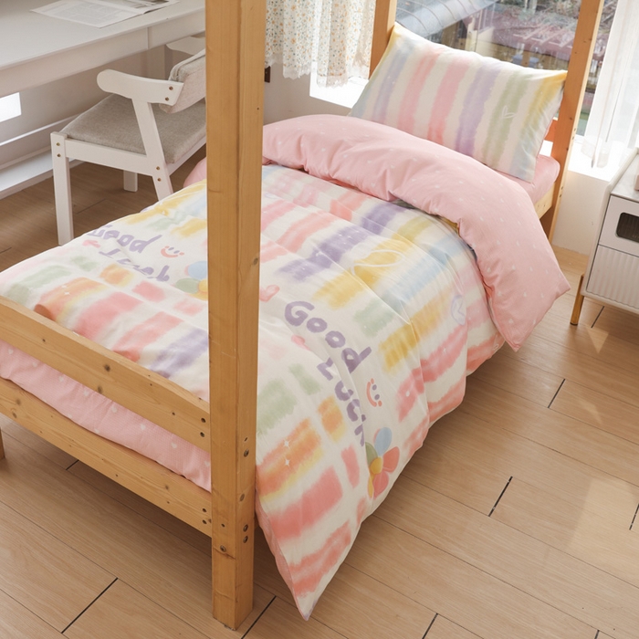 91家纺网 家纺一手货源 找家纺 宅部落 2026新款全棉三件套纯棉学生宿舍上下铺六件套 幸运七彩