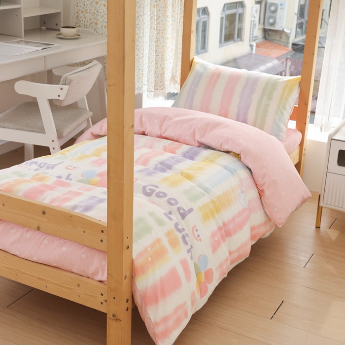 91家纺网 家纺一手货源 找家纺 宅部落 2026新款全棉三件套纯棉学生宿舍上下铺六件套 幸运七彩