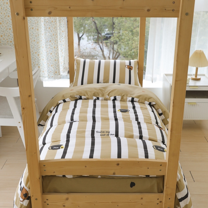 91家纺网 家纺一手货源 找家纺 宅部落 2026新款全棉三件套纯棉学生宿舍上下铺六件套 文艺风范