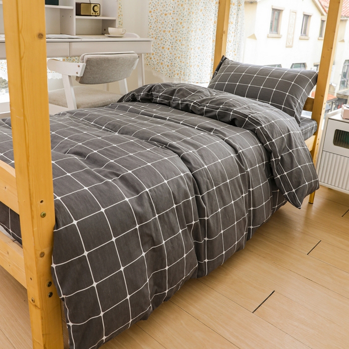 91家纺网 家纺一手货源 找家纺 宅部落 2026新款全棉三件套纯棉学生宿舍上下铺六件套 绅士灰AA