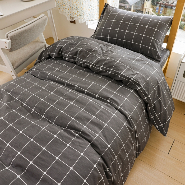 91家纺网 家纺一手货源 找家纺 宅部落 2026新款全棉三件套纯棉学生宿舍上下铺六件套 绅士灰AA