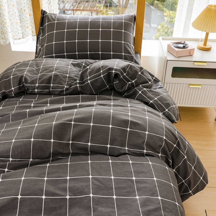 91家纺网 家纺一手货源 找家纺 宅部落 2026新款全棉三件套纯棉学生宿舍上下铺六件套 绅士灰AA