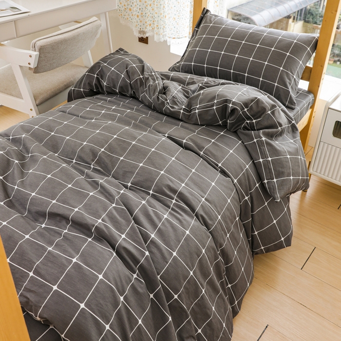 91家纺网 家纺一手货源 找家纺 宅部落 2026新款全棉三件套纯棉学生宿舍上下铺六件套 绅士灰AA