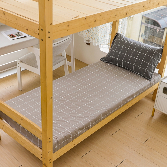 91家纺网 家纺一手货源 找家纺 宅部落 2026新款全棉三件套纯棉学生宿舍上下铺六件套 绅士灰AB