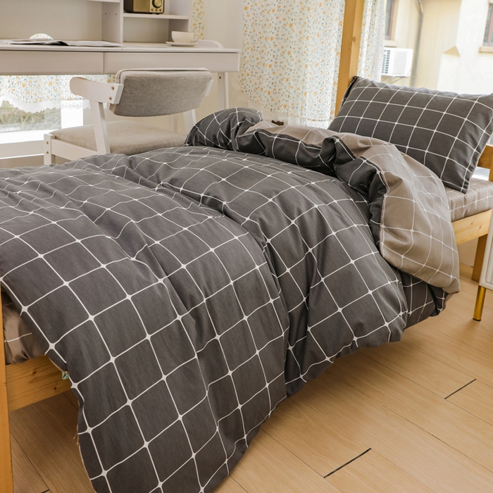 91家纺网 家纺一手货源 找家纺 宅部落 2026新款全棉三件套纯棉学生宿舍上下铺六件套 绅士灰AB