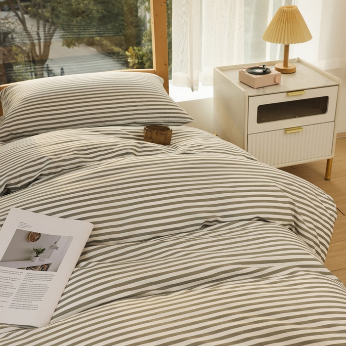 91家纺网 家纺一手货源 找家纺 宅部落 2026新款全棉三件套纯棉学生宿舍上下铺六件套 灰细条纹