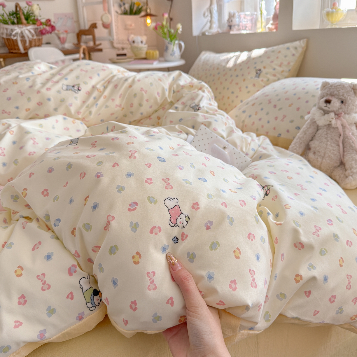 91家纺网 家纺一手货源 找家纺 （总）罗亿家纺 2026新款A类古法水洗仿棉云感纱四件套