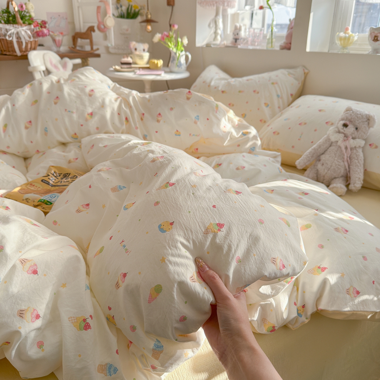 91家纺网 家纺一手货源 找家纺 （总）罗亿家纺 2026新款A类古法水洗仿棉云感纱四件套