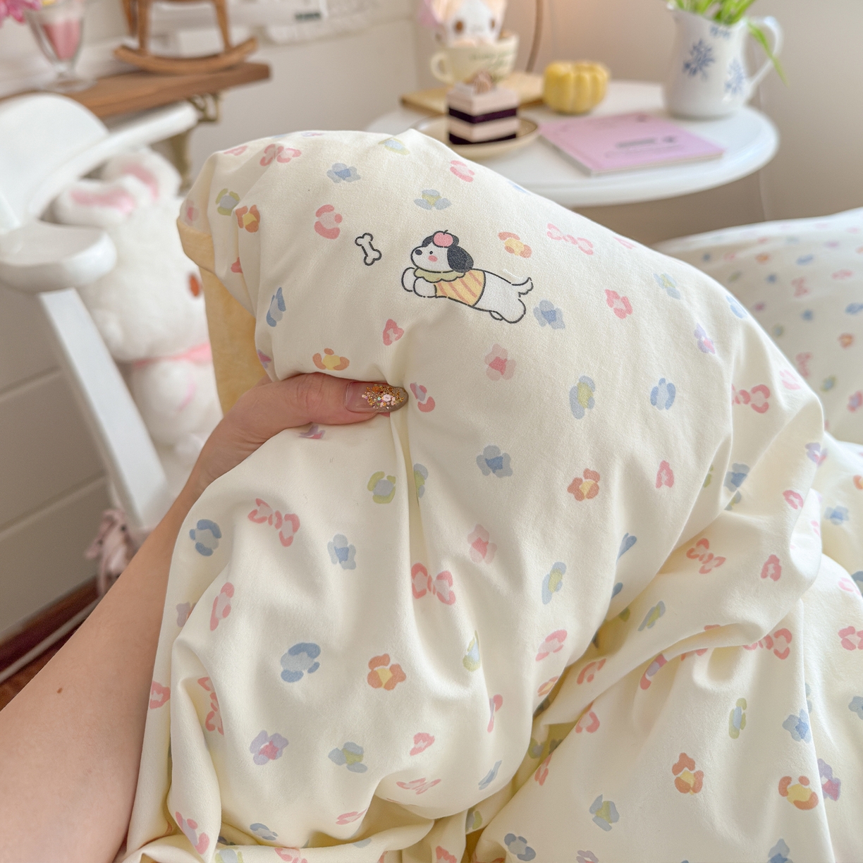 91家纺网 家纺一手货源 找家纺 罗亿家纺 2026新款A类古法水洗仿棉云感纱四件套 狗狗乐园