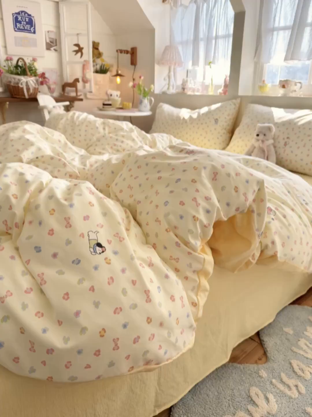 91家纺网 家纺一手货源 找家纺 罗亿家纺 2026新款A类古法水洗仿棉云感纱四件套 狗狗乐园