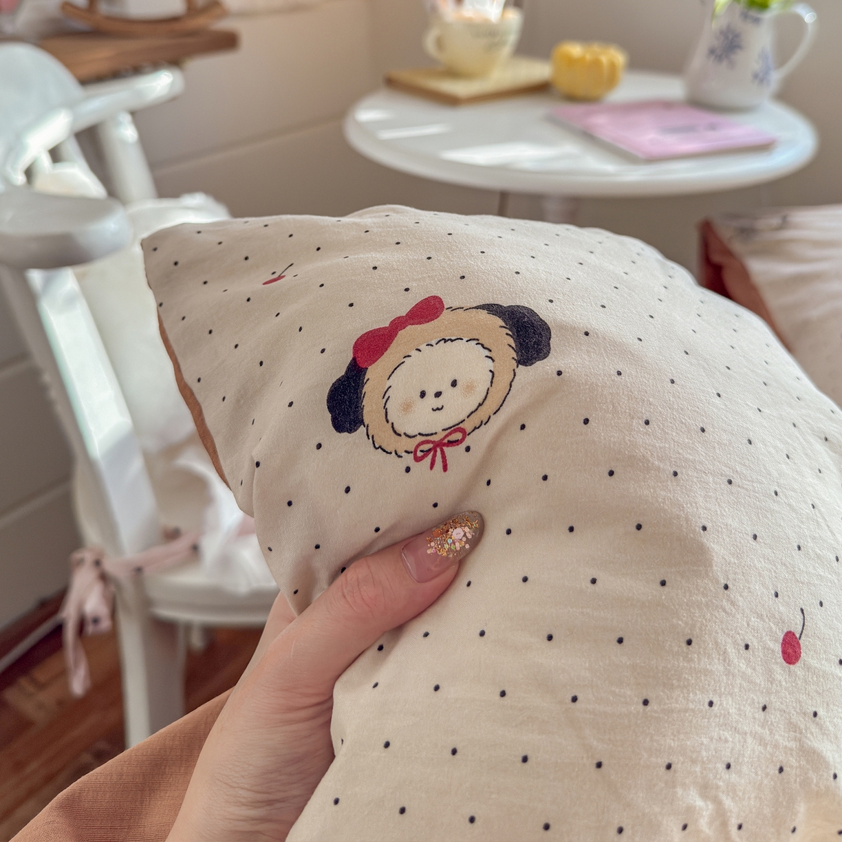 91家纺网 家纺一手货源 找家纺 罗亿家纺 2026新款A类古法水洗仿棉云感纱四件套 焦糖LABUBU