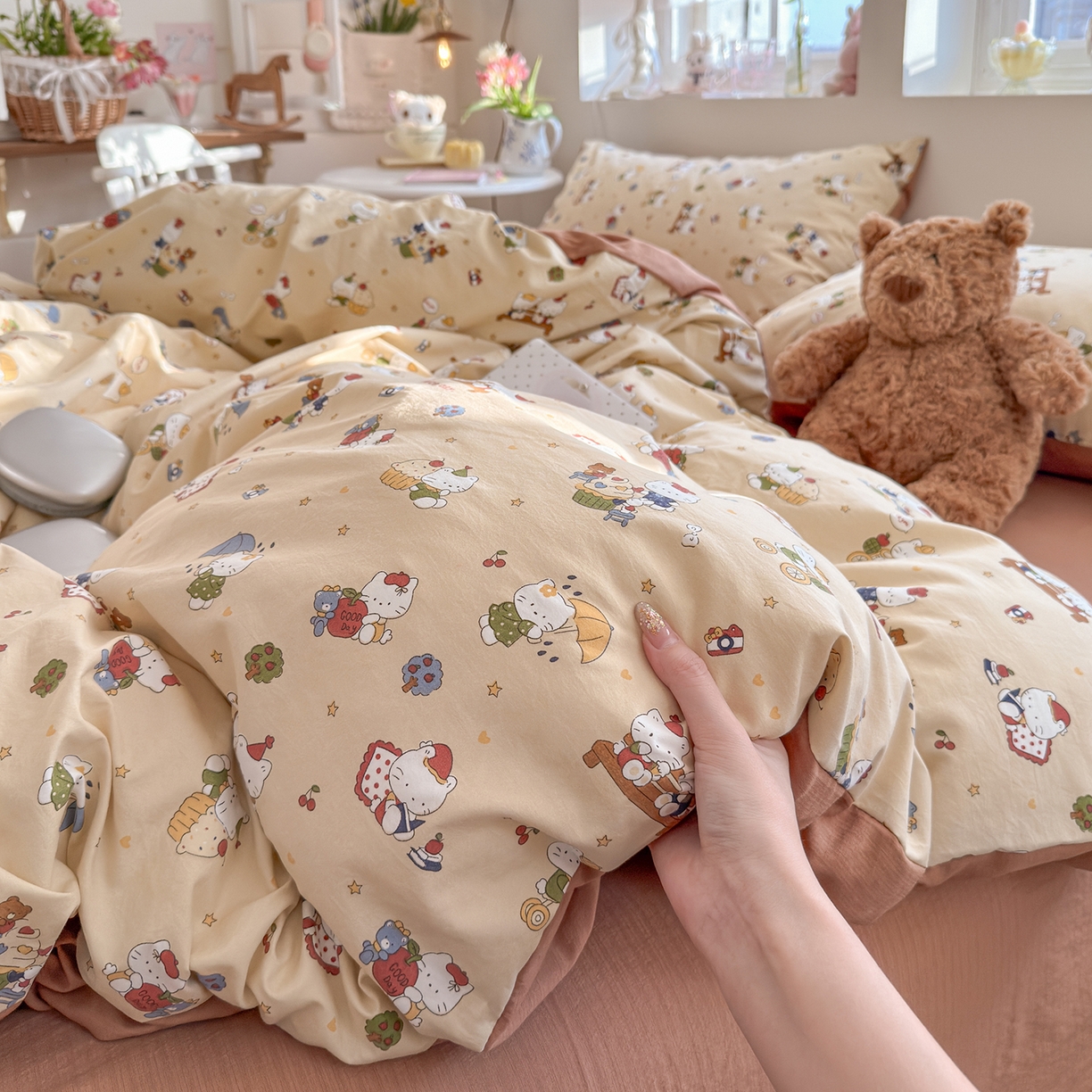 91家纺网 家纺一手货源 找家纺 （总）罗亿家纺 2026新款A类古法水洗仿棉云感纱四件套