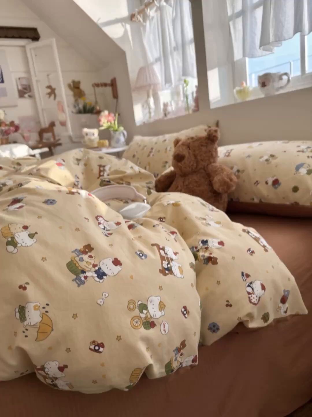 91家纺网 家纺一手货源 找家纺 罗亿家纺 2026新款A类古法水洗仿棉云感纱四件套 梦幻乐园