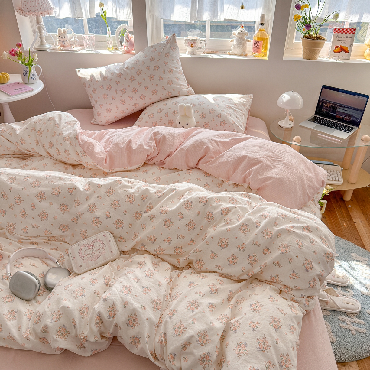 91家纺网 家纺一手货源 找家纺 罗亿家纺 2026新款A类古法水洗仿棉云感纱四件套 梦境花园