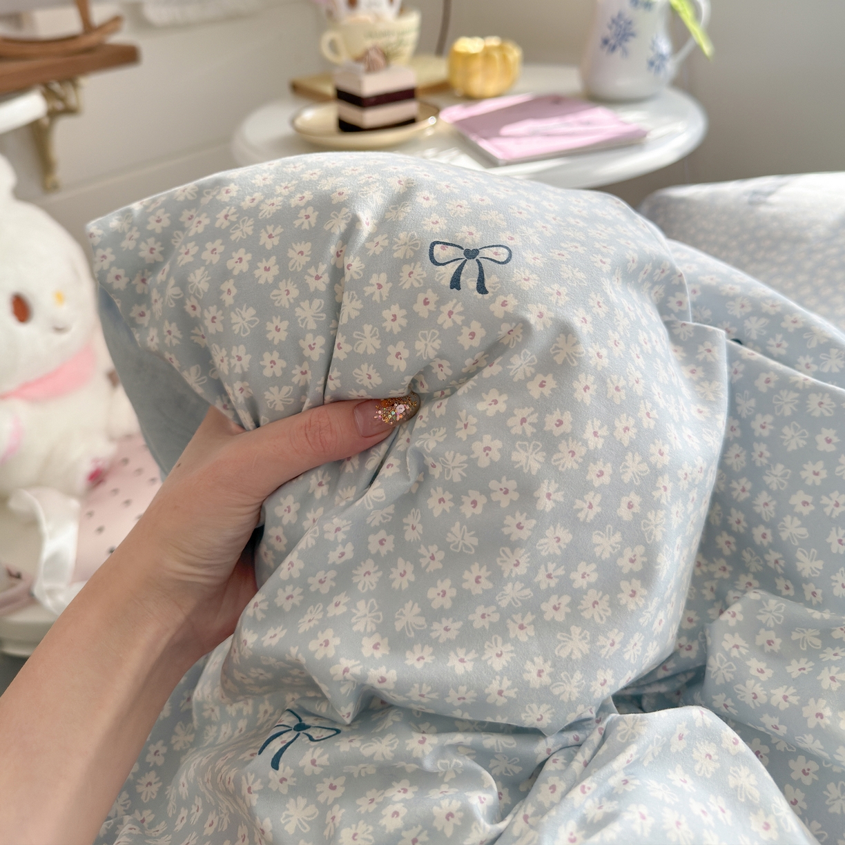 91家纺网 家纺一手货源 找家纺 罗亿家纺 2026新款A类古法水洗仿棉云感纱四件套 小时光