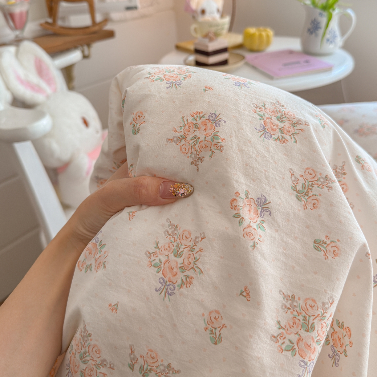 91家纺网 家纺一手货源 找家纺 罗亿家纺 2026新款A类古法水洗仿棉云感纱四件套 梦境花园