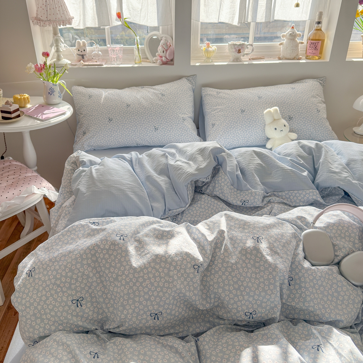 91家纺网 家纺一手货源 找家纺 罗亿家纺 2026新款A类古法水洗仿棉云感纱四件套 小时光