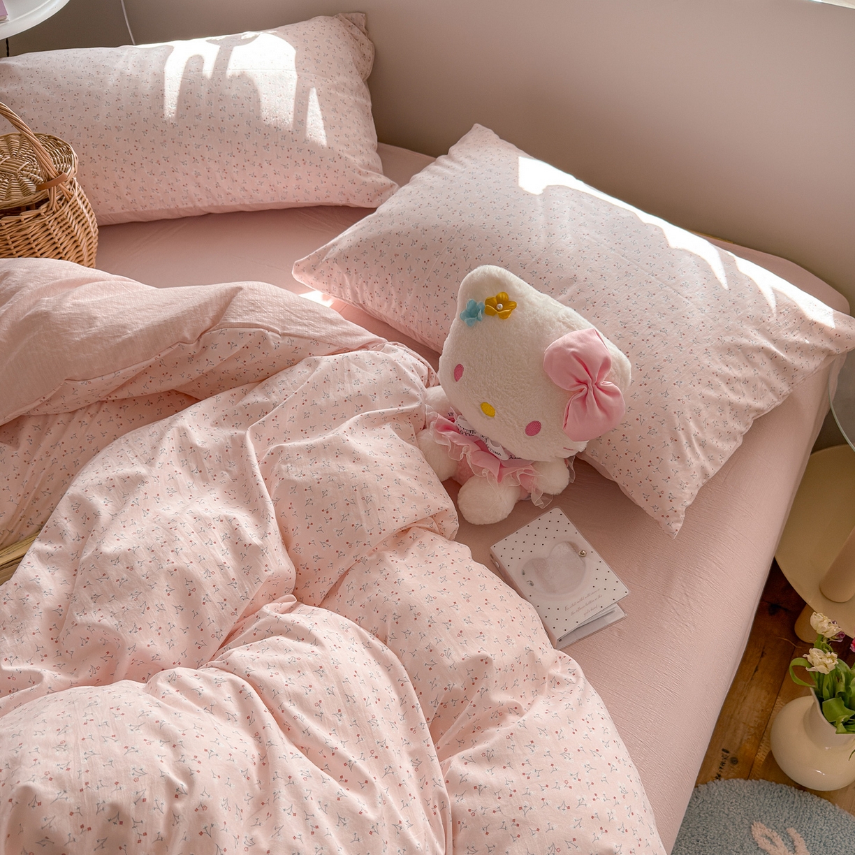 91家纺网 家纺一手货源 找家纺 罗亿家纺 2026新款A类古法水洗仿棉云感纱四件套 小幸运