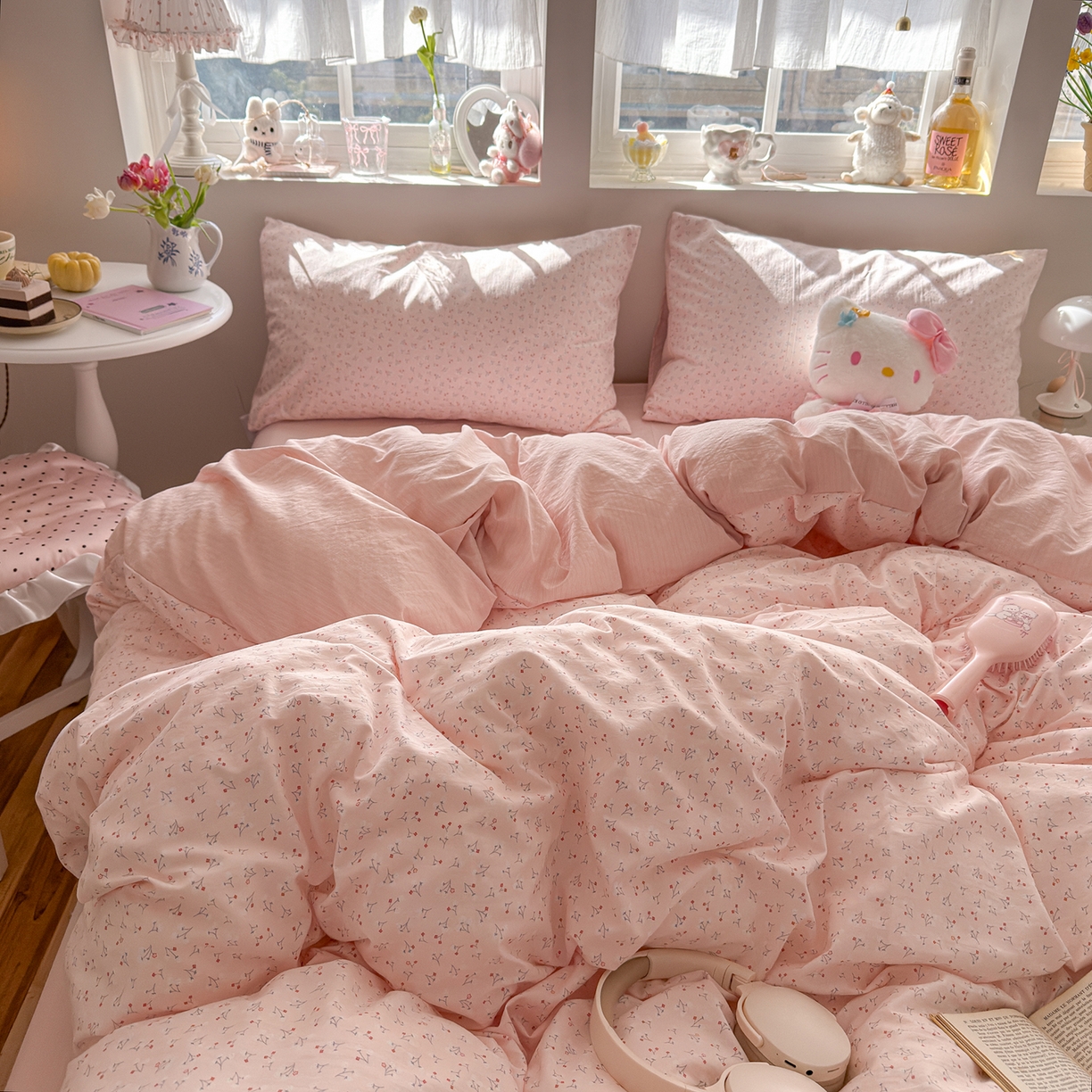 91家纺网 家纺一手货源 找家纺 罗亿家纺 2026新款A类古法水洗仿棉云感纱四件套 小幸运