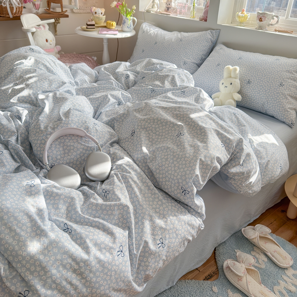 91家纺网 家纺一手货源 找家纺 罗亿家纺 2026新款A类古法水洗仿棉云感纱四件套 小时光