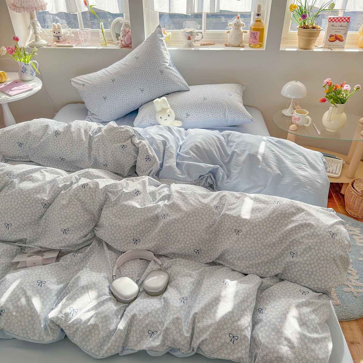 91家纺网 家纺一手货源 找家纺 罗亿家纺 2026新款A类古法水洗仿棉云感纱四件套 小时光