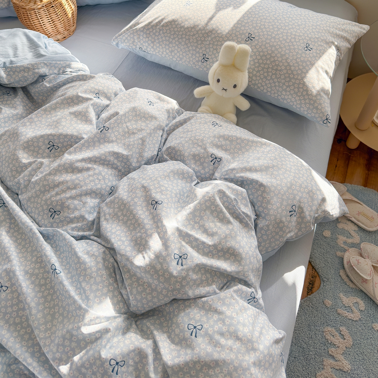 91家纺网 家纺一手货源 找家纺 罗亿家纺 2026新款A类古法水洗仿棉云感纱四件套 小时光