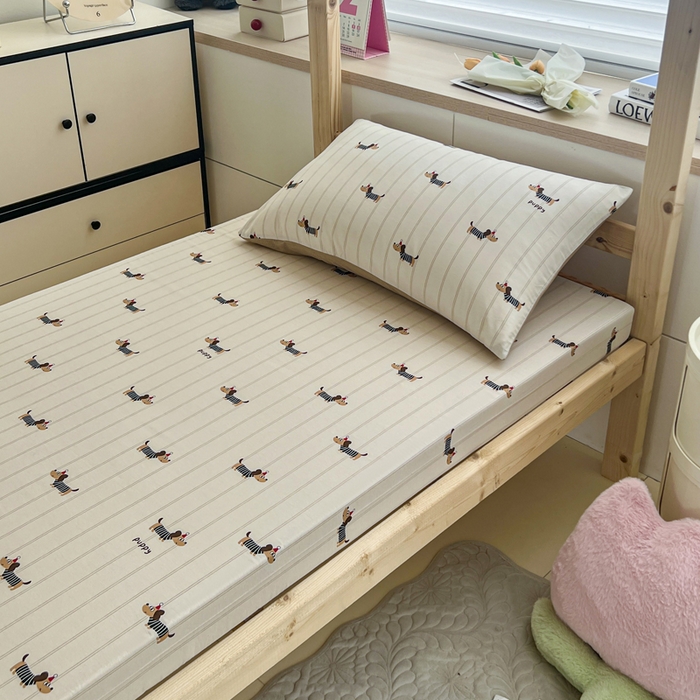 91家纺网 家纺一手货源 找家纺 宅部落 2026新款全棉学生宿舍褥子套纯棉床垫套 腊肠狗