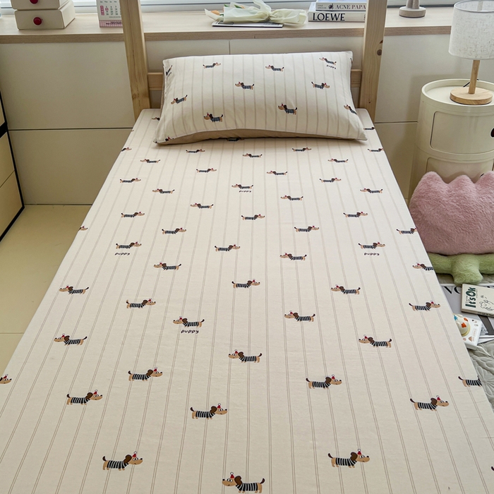 91家纺网 家纺一手货源 找家纺 宅部落 2026新款全棉学生宿舍褥子套纯棉床垫套 腊肠狗